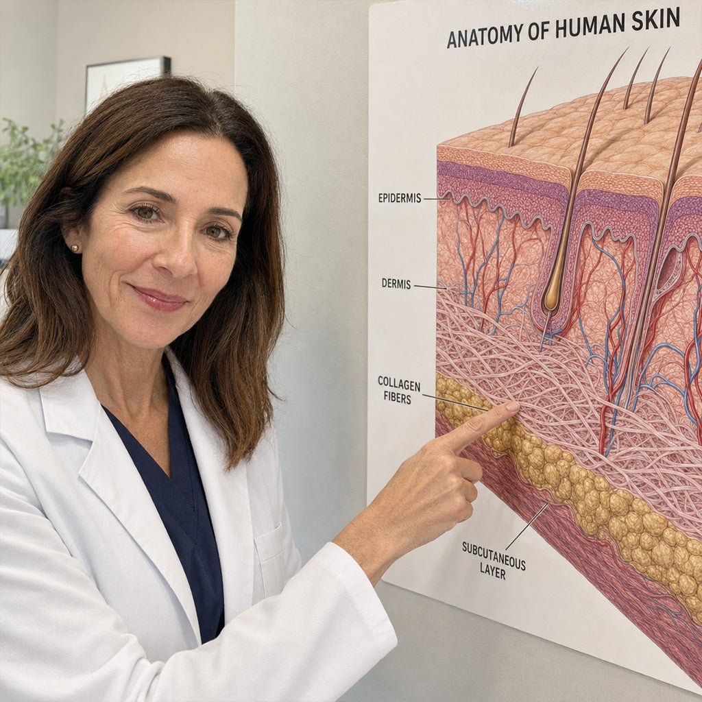 Cross-section of skin showing the collagen layer